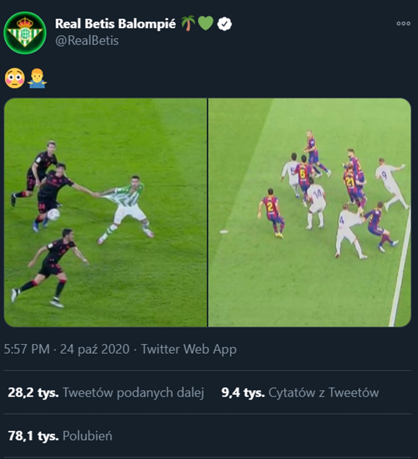 Takie zdjęcie po El Clasico dodał Real Betis... :D